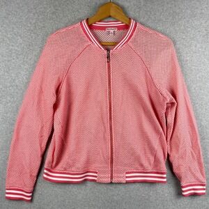 Juicy Couture Jacket Women Large Pink Mesh Baseball Bomber Full Zip Check Preppy